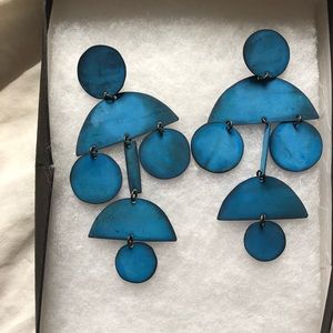 Annie Costello Brown pompom oxidized earrings